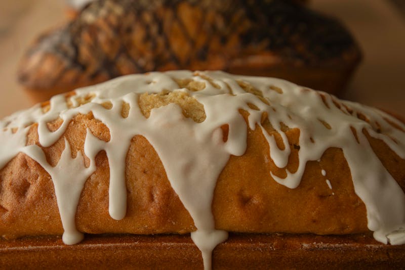 Cinnamon Dessert Pizza with glaze drizzle